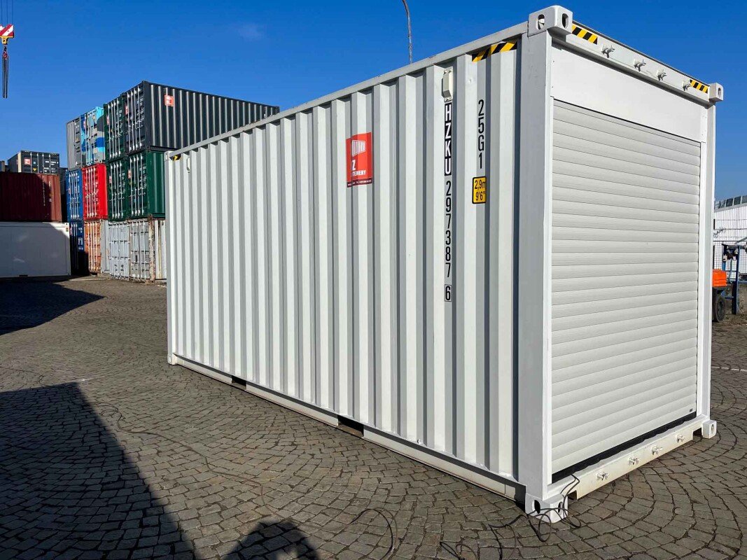 Contenitore 20 piedi High Cube con porte avvolgibili